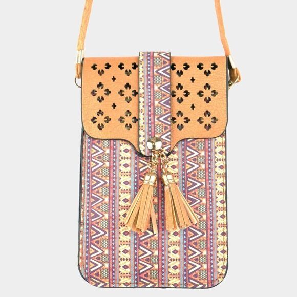 Boho Touch Screen Crossbody Cell Phone Bag Beige NWT - Picture 1 of 5